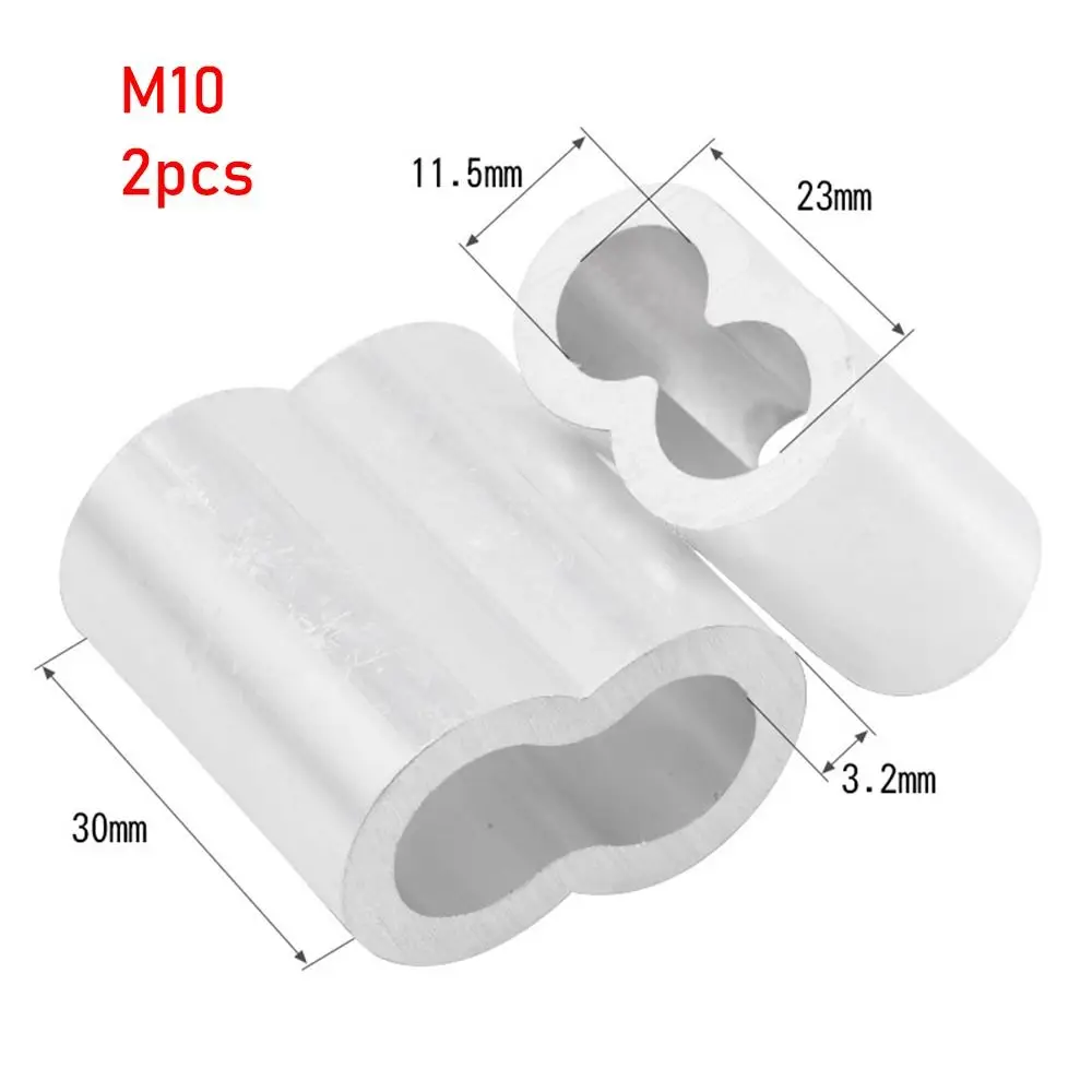 10-50Pcs 8-Shape M1 to M12 Crimp Sleeve Fixing Clip Double Hole Cable Clip Aluminum Hardware Wire Ferrules Steel Wire Rope