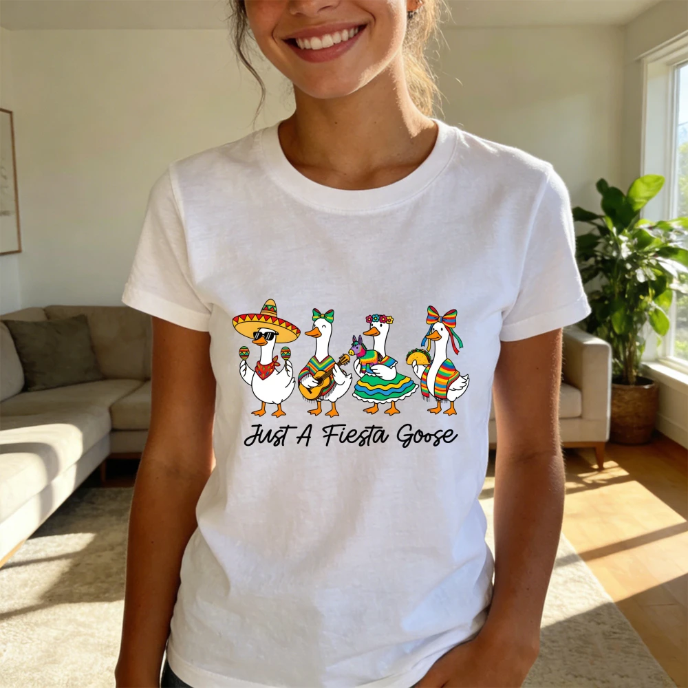 Just A Fiesta Goose Shirt Cute Cinco De Mayo Goose Tee Partying Goose T-shirt Funny Mexican Party Clothes Fiesta Party Outfit