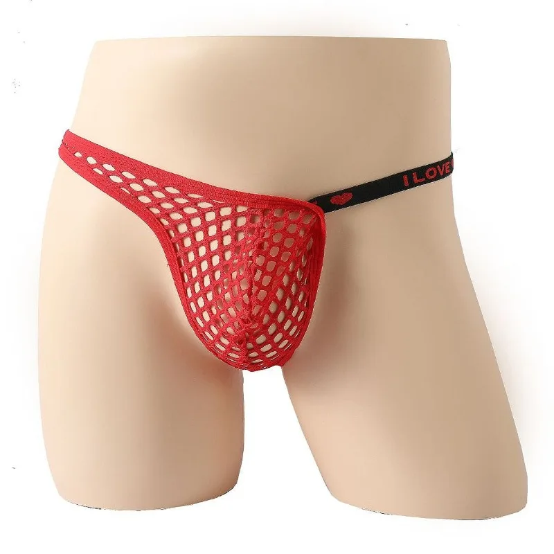 Fishnet G-Strings Men's Underwear Sexy Bugle Pouch Thong Jockstrap Perspective Erotic Strap Panties Hombre Male Lingerie Tanga