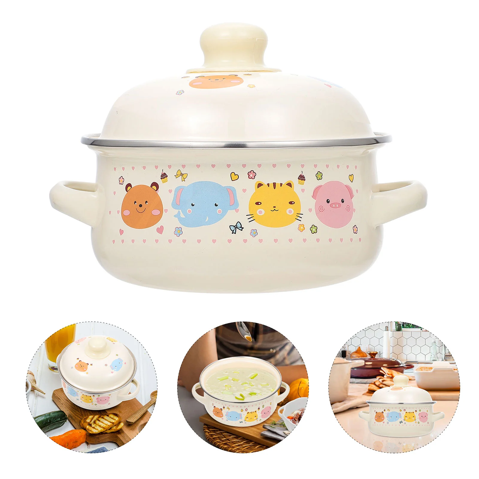 

Enamel Pot Casserole Stew Kitchen Stockpot Home Spaghetti Lidded Soup Household Gas Stove Cookware Non-stick Saucepan