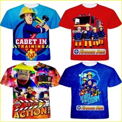 Anime Kids Tee Shirts 3D Fireman Sam Graphic T Shirt For Men Clothing Boys Short Sleeved T-shirt Funny Kid Summer Y2k T-shirts