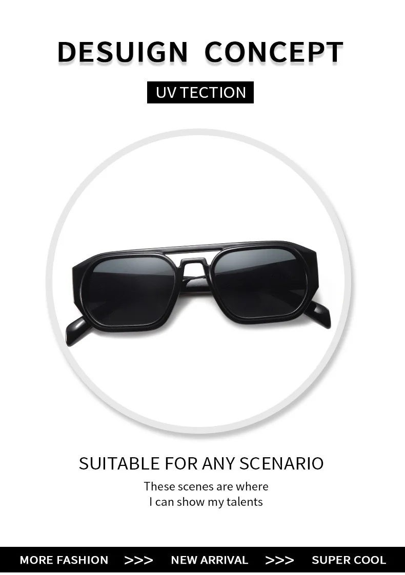 Neue Vintage Quadratische Sonnenbrille für Damen und Herren Marken-Rechteck-Sonnenbrille Ovale Brillen für Männer und Frauen – Detail 3