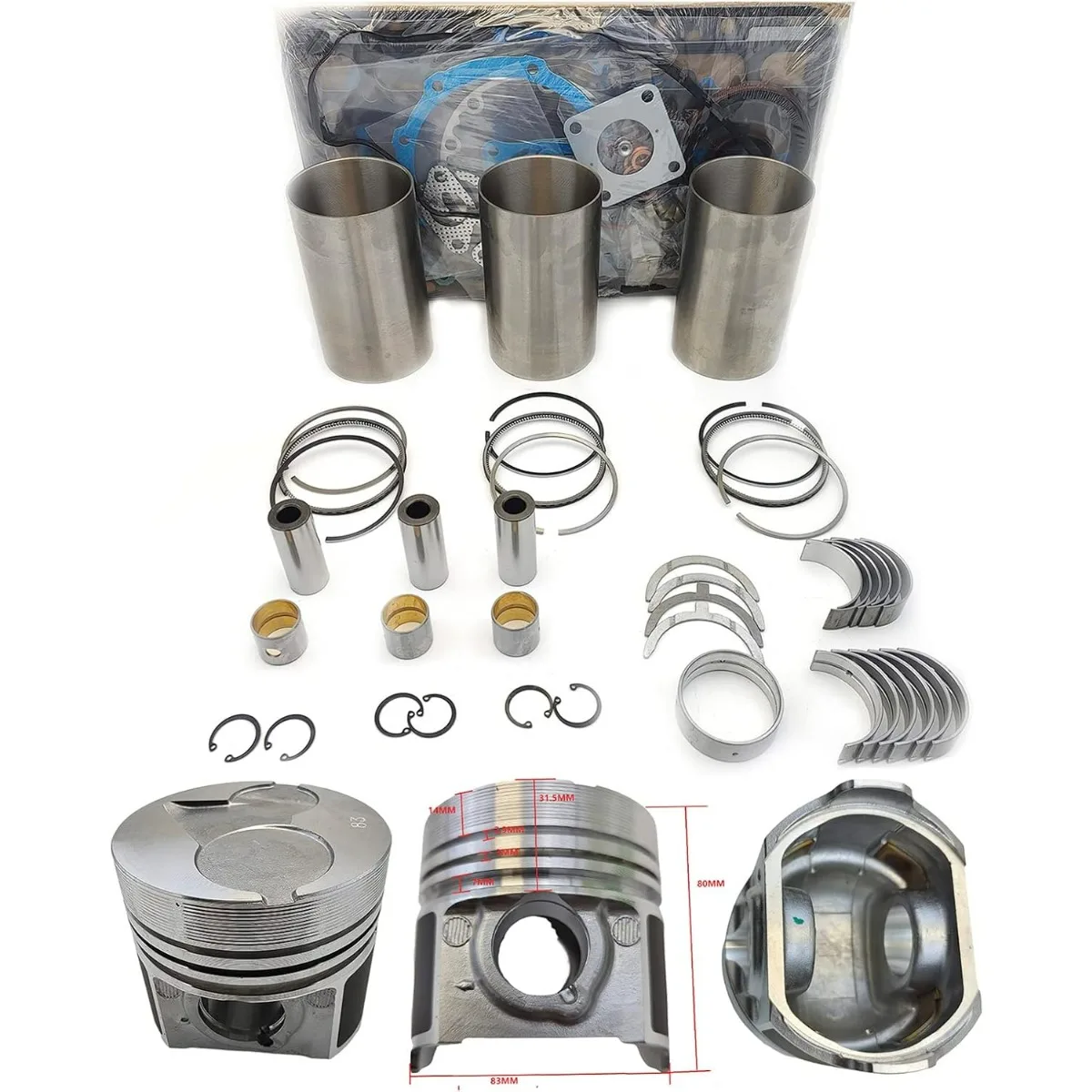 D1503 Engine Overhaul Rebuild Kit (No valve set) Compatible For Kubota D1503 Engine Tractor L2900 L3130 Excavator KX91-3 U35