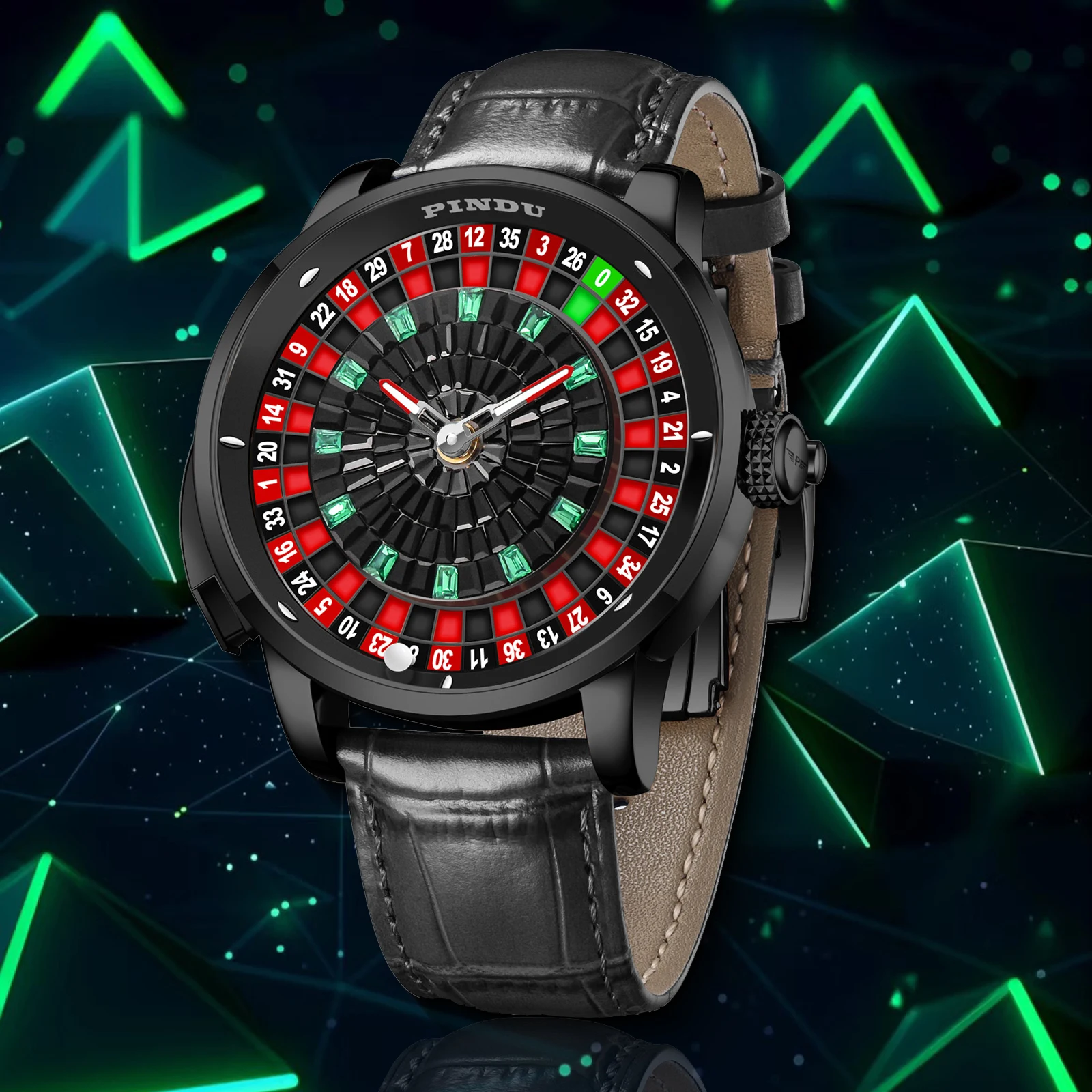 2025 PINDU تصميم جديد زر الدورية قذيفة سوداء ساعة ميكانيكية الرجال NH35 حركة الفولاذ المقاوم للصدأ TopLuxury ساعة أوتوماتيكية