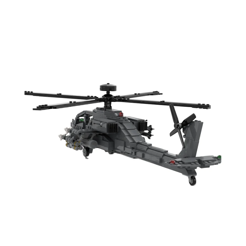 Military Collection AH-64D Apache Longbow Helicopters Building Block Aircraft DIY Model Puzzle Brick Toys Children's Gifts