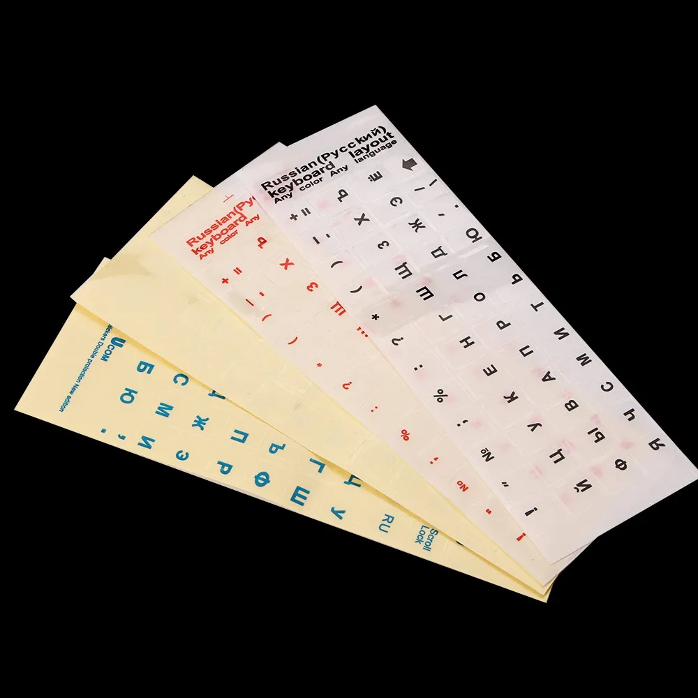 1PCs Russian Transparent Keyboard Stickers Russia Layout Alphabet Black White Label Letters for Notebook Computer PC Laptop