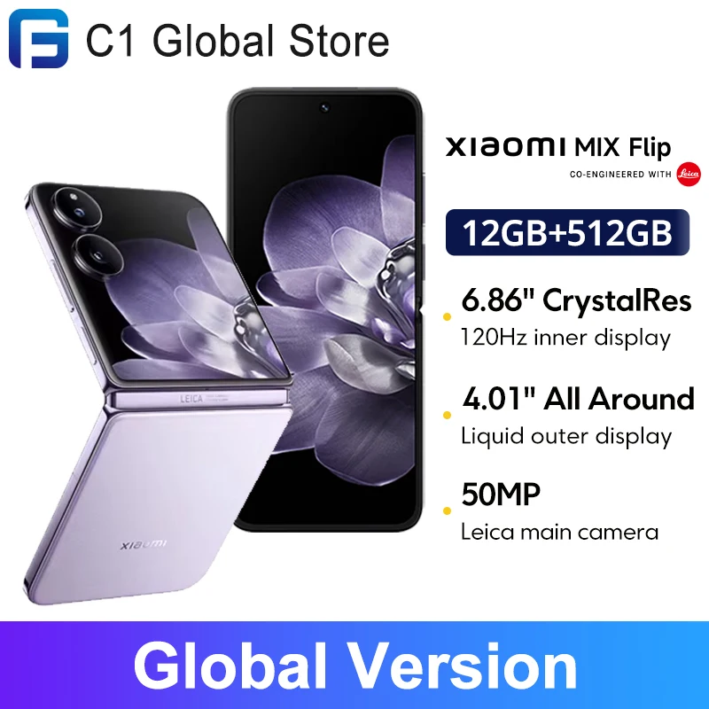 Global Version Xiaomi MIX Flip Foldable Snapdragon 8 Gen 3 NFC 67W HyperCharger 50MP Leica Camera 6.86