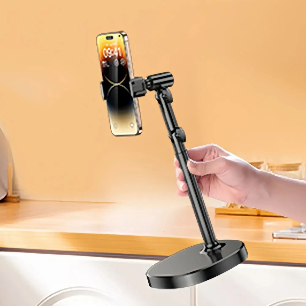

Adjustable Height Telescopic Phone Stand Stable Base Portable Desktop Phone Holder Metal 360° Rotate Mobile Phone Bracket