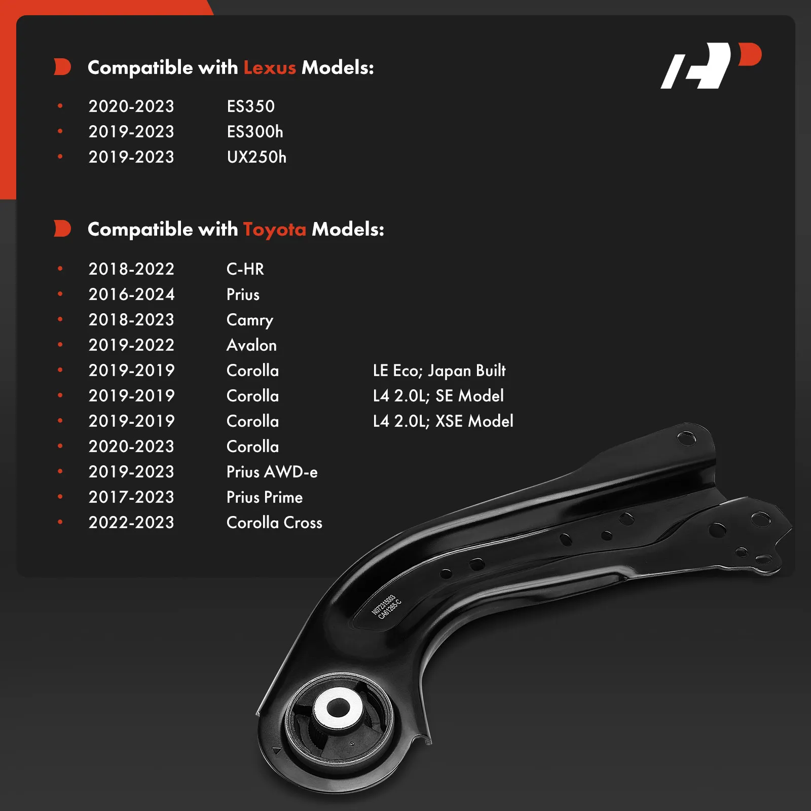 A-Premium Rear Right Trailing Arm for Toyota Camry 2018-2023 Corolla 2019-2023 Prius 2016-2024 C-HR Lexus ES350 2020-2023 ES300h
