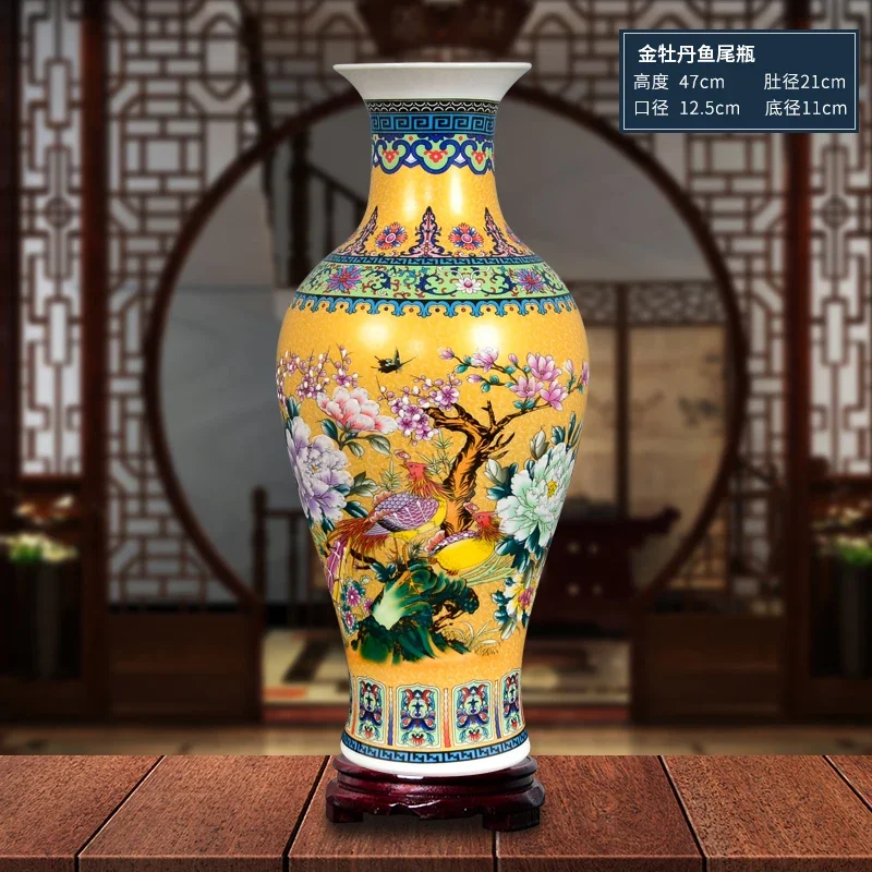 Jingdezhen antique enamel big floor vase ceramics European style  Chinese living room decoration TV cabinet vase