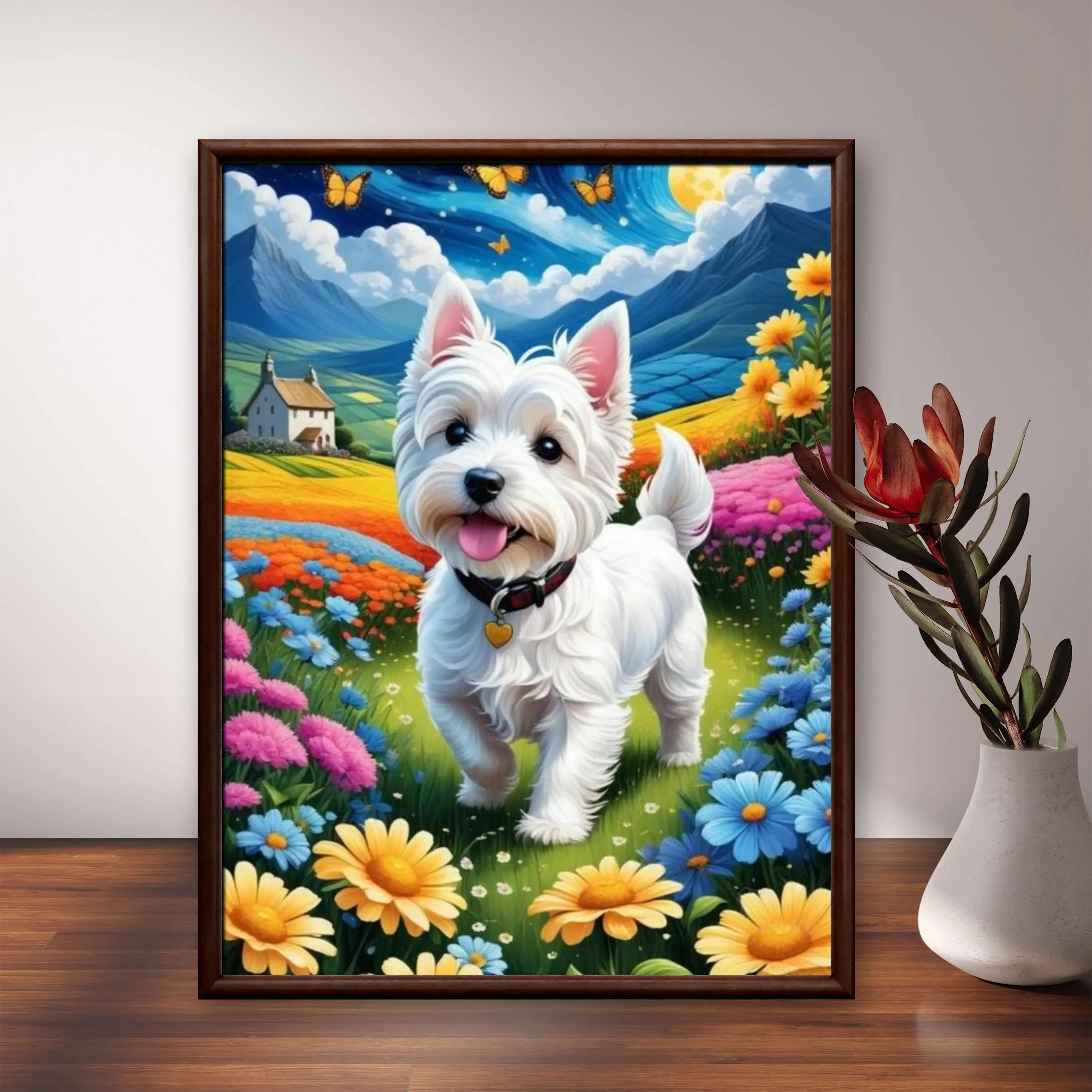 West Highland White Terrier Cute Puppy Art Portrait Diamond Painting DIY Embroidery Mosaic Picture Home Room Decor Gift