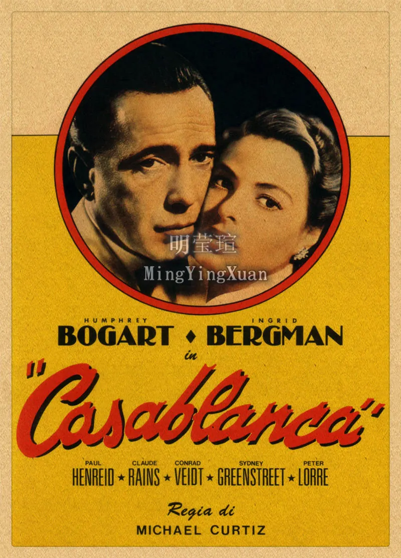 Movie Casablanca Retro Posters Good Quality Kraft Paper Printed Wall Posters Art Painting Home Room Decor