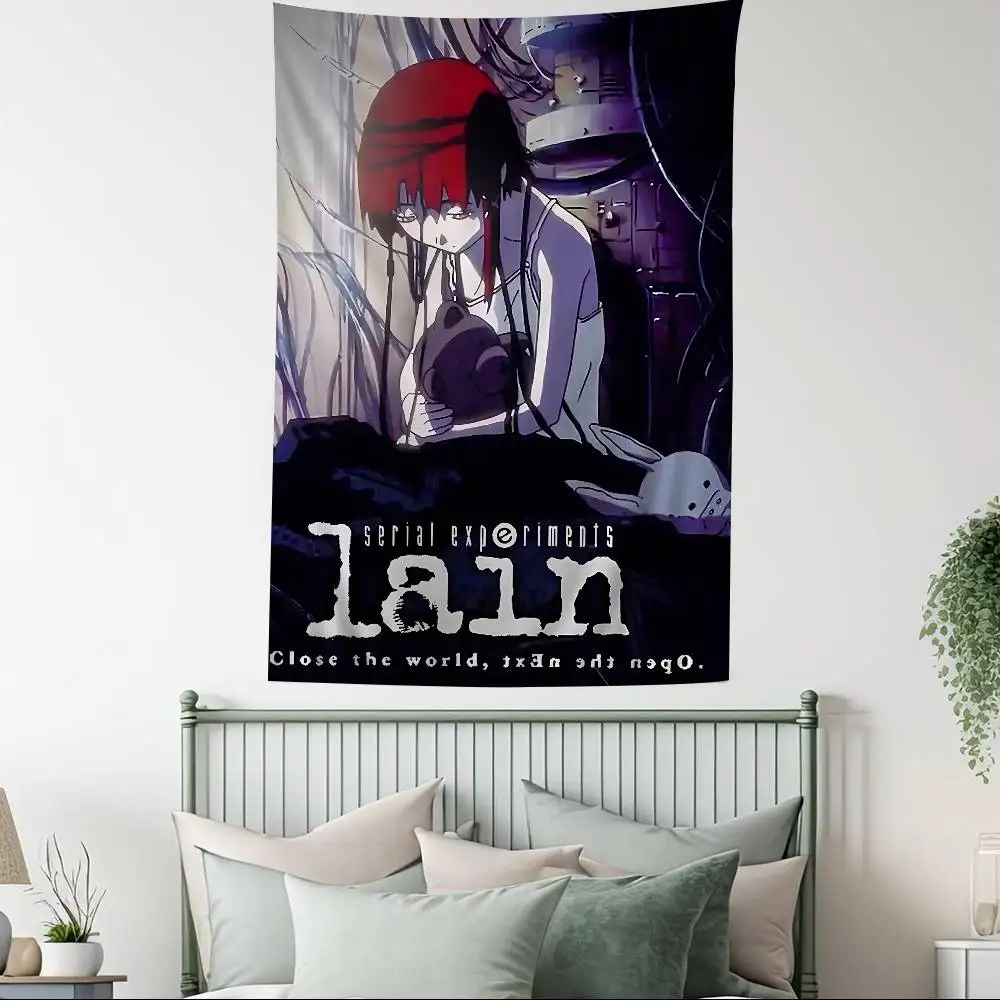 التجارب التسلسلية Lain الكرتون أنيمي نسيج الهبي زهرة جدار السجاد النوم ديكور رخيصة الهبي الجدار الشنق