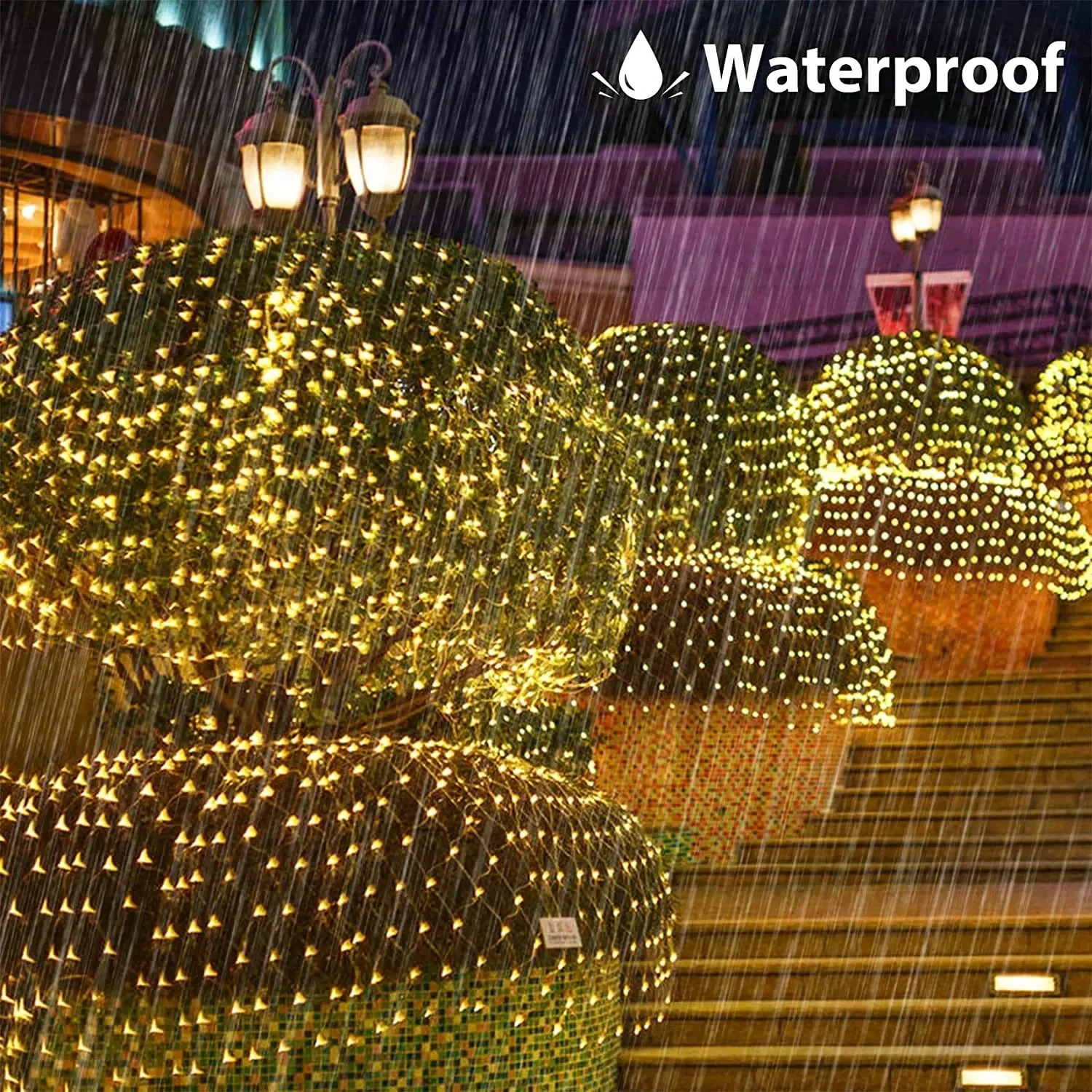 8 Modes Solar Power LED Net Curtain Lamp Mesh Fairy String Light Christmas New Year Decoration Outdoor Waterproof Street Garland