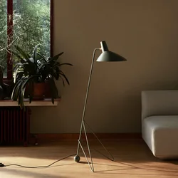 Denmark Living Room Floor Lamp Nordic Tripod Floor Lamp For Bedroom Bedside Parlor Corner Decor Vintage Black LED Standing Lamp