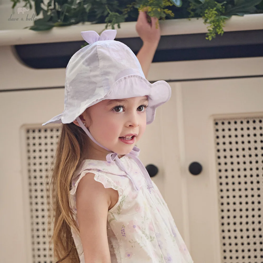 

Dave Bella Children Hat Girl Summer Sun Hat Fashion Sweet Baby Print Cap Cool Pure Cotton Purple Beach Hat Accessories DB2261441