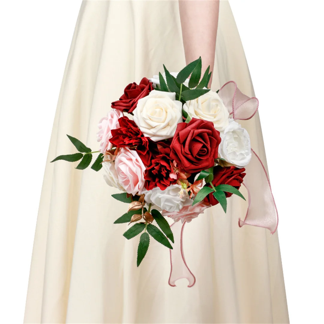 Wedding Bride Bridesmaids Holding Flowers Simulation Roses Holding Flowers Matching Color Sen Department Wedding Bouquet