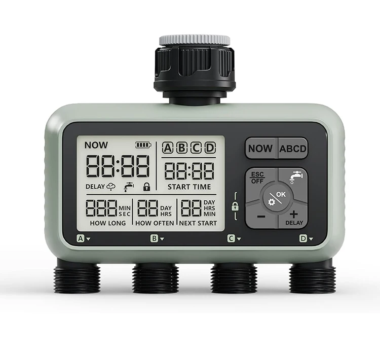 

Новый дизайн, садовый электронный автоматический четырехзонный таймер воды, система полива и орошения HCT-379