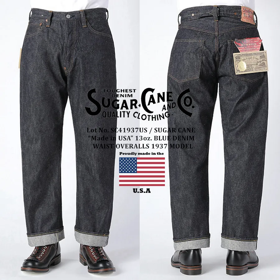 

SUGAR CANE "Made in USA" 1937 13oz Paris buckle red ear primary color jeans
