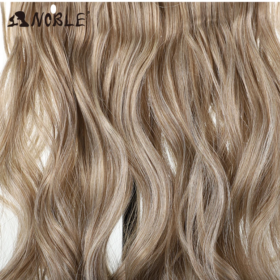 Onda sintética Clip-On extensões de cabelo para mulheres, cabelo nobre, loira ombre, 1 pedaço extensões de cabelo, Fish Line, 20 \