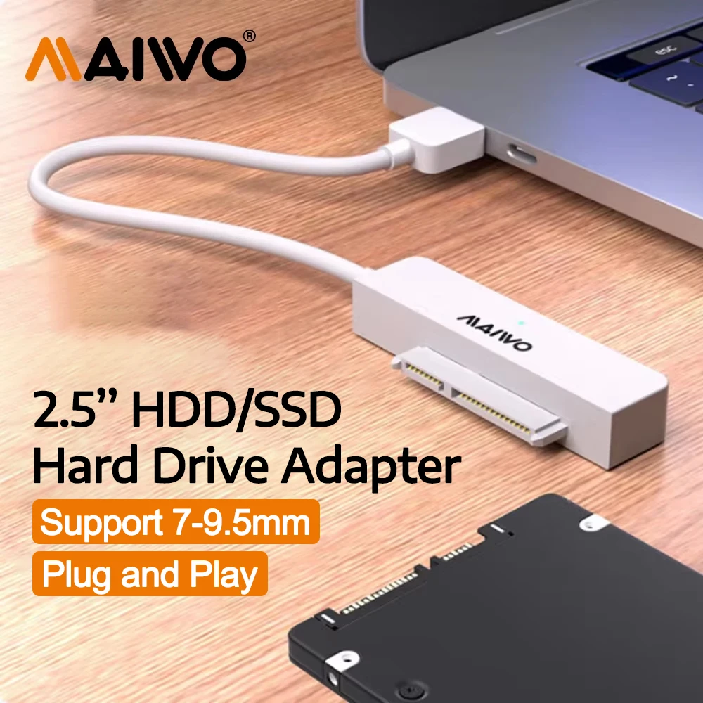 MAIWO Hard Drive Easy Drive Cable SATA to USB Adapter Cable  External 2.5 inch Hard Drive Converter Reader 8TB for 2.5'' HDD/SSD