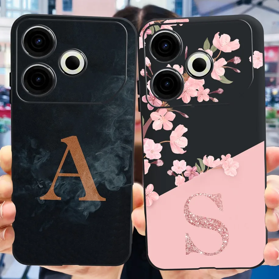 For Tecno Pova 6 Neo Case 2024 Fashion Flower Letters Soft Silicone Back Cover For Tecno Pova6 Neo Funda on Pova 6Neo Phone Case image 2