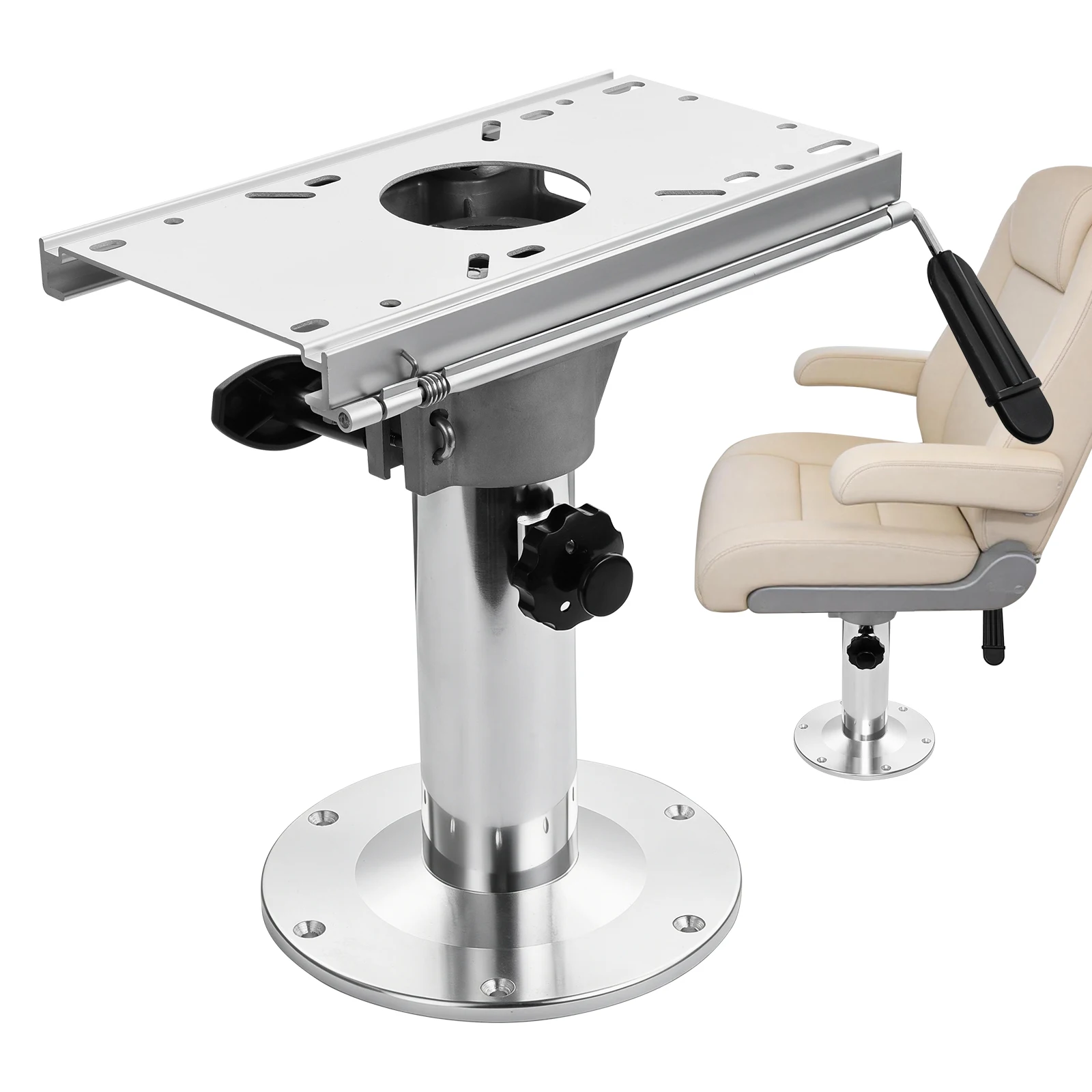 

Boat Seat Pedestal Aluminum Swivel Boat Seat Pedestal Seat Mount Plate with Slide, Boat Chair Base Mounting Brackets Accessories