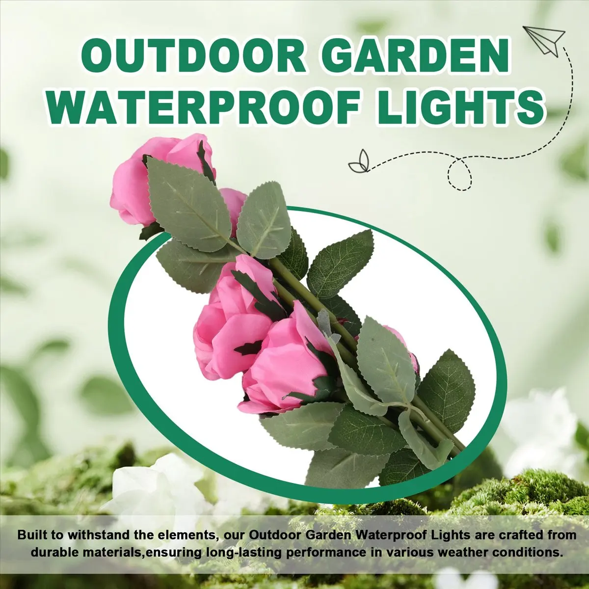 AA19 Solar RoseLamp Simulation Flower Ground Insertion Lights Garden Decoration Lawn Lights Outdoor Garden Waterproof Light,C