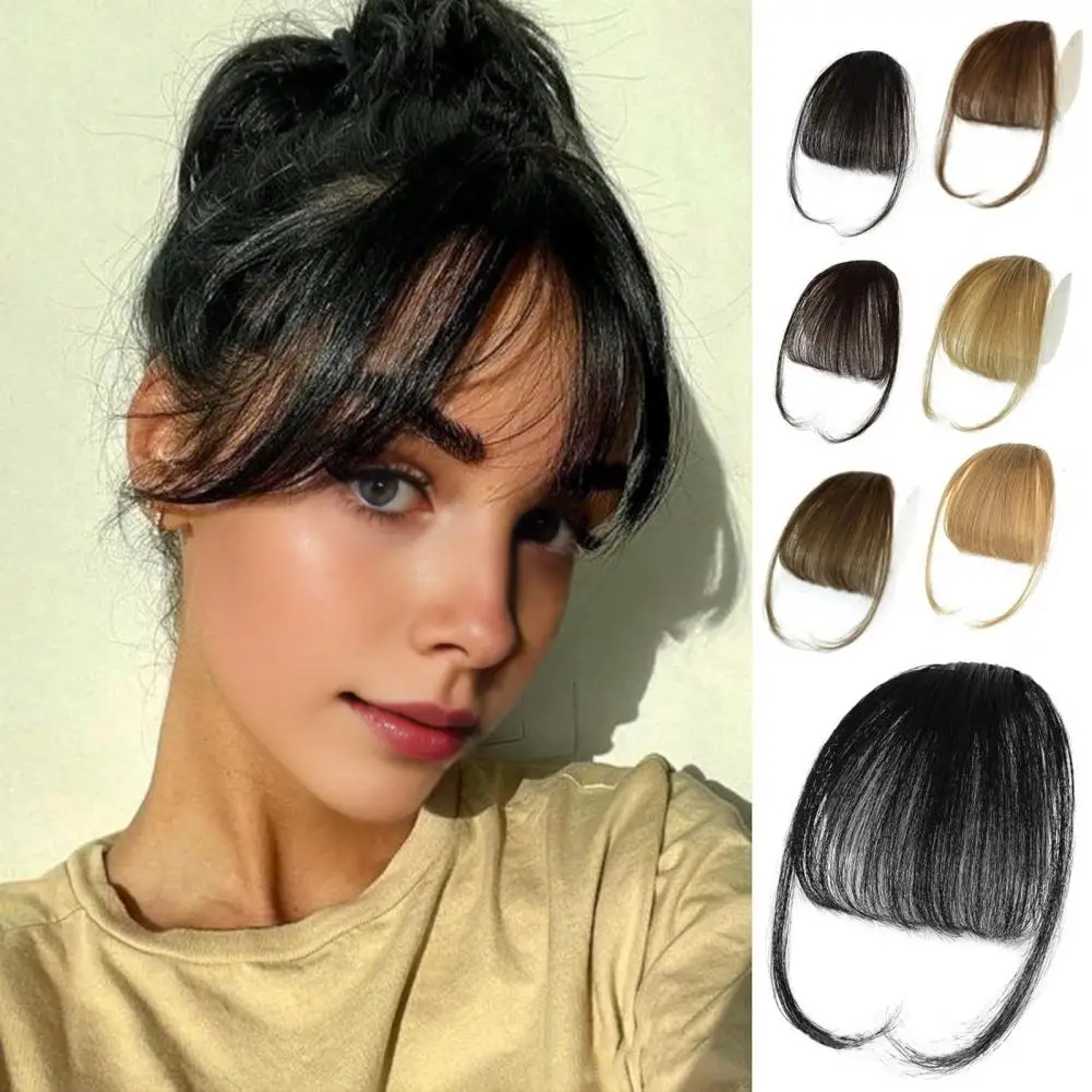 

Women Clip-in Bangs Realistic Hair Wispy Bangs Forehead Hair Extensions Black Brown Red Blonde Air Bangs Fringe Wig Hairpieces