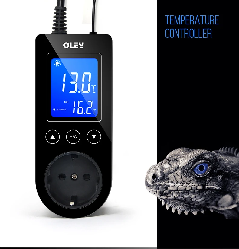 AC-119 220V EU Plug Thermostat Temperature Controller LCD Panel Thermostats for Reptile and Terrarium