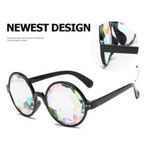 Yooske-Red Retro Sun Hicles for Men and Women, Cosplay, Kaleidoscope, Rave, Festival, Nail, Holographic, Mosaic, Prism, Party 11 Main Sales Rave Party Glasses - №10
