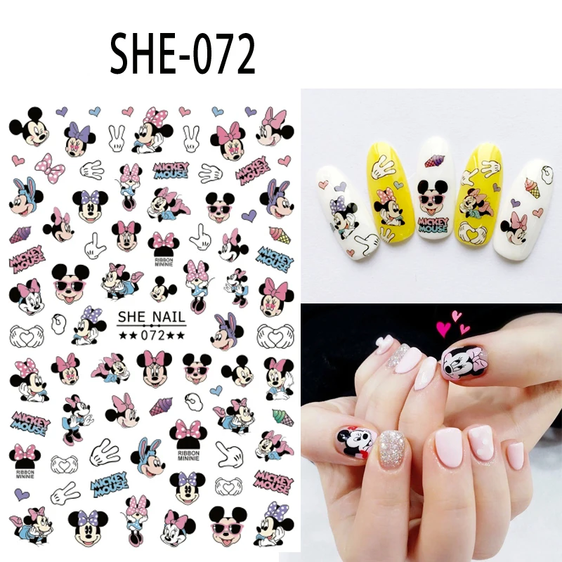 10PCS Disney Brand Anime Nail Sticker Set Mickey Mermaid Lion King Nail Art Decorative Decal Self Adhesive Nail Art Jewelry