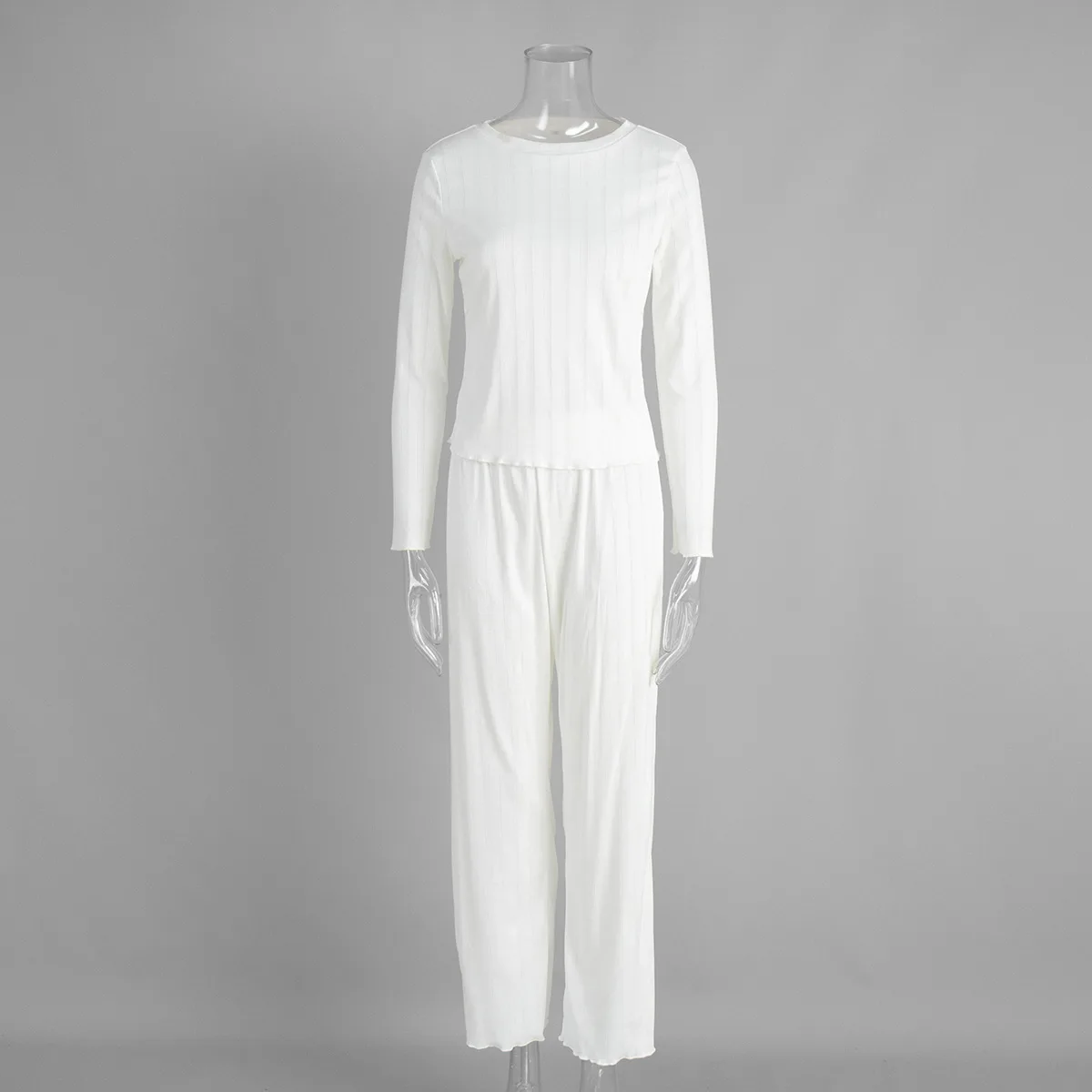 طقم بيجامة جاكار على شكل قلب بأكمام طويلة لخريف 2025 بيجامة محبوكة مجوفة ملابس منزلية مريحة #6