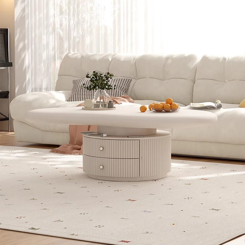 Nordic Light Luxury Coffee Table Storage Trendy Cream Style Center Table Unique Display Mesas De Centro Moderno Home Furniture