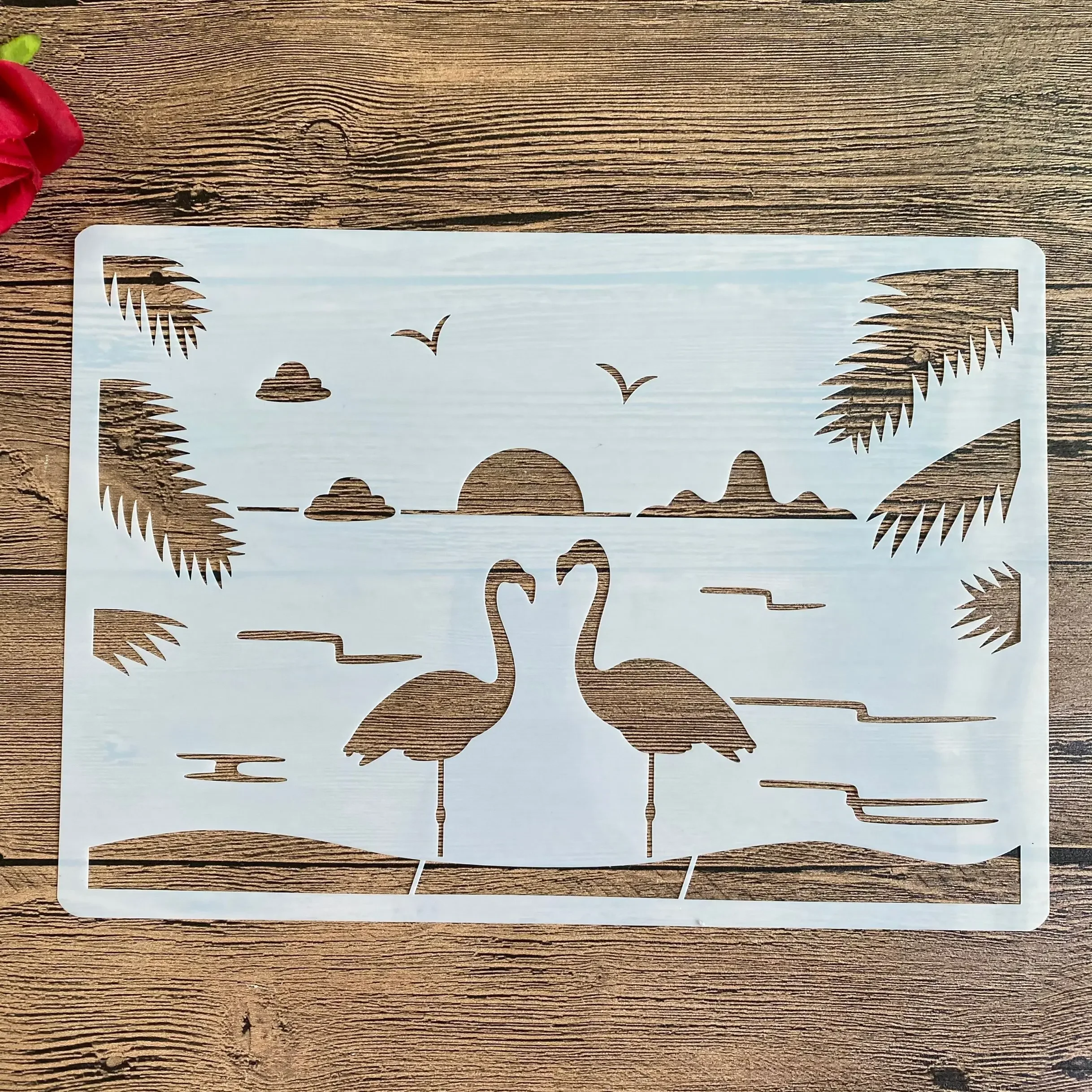 

A4 29 *21cm DIY Stencils wall Painting Scrapbook Coloring Embossing Album Decorative Paper Card Template wall Flamingo