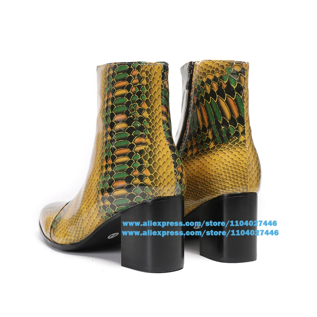 Bottines montantes en cuir coloré pour hommes, bottes multicolores, jaune citron, fermeture à glissière latérale, marque de luxe britannique, tendance faite à la main