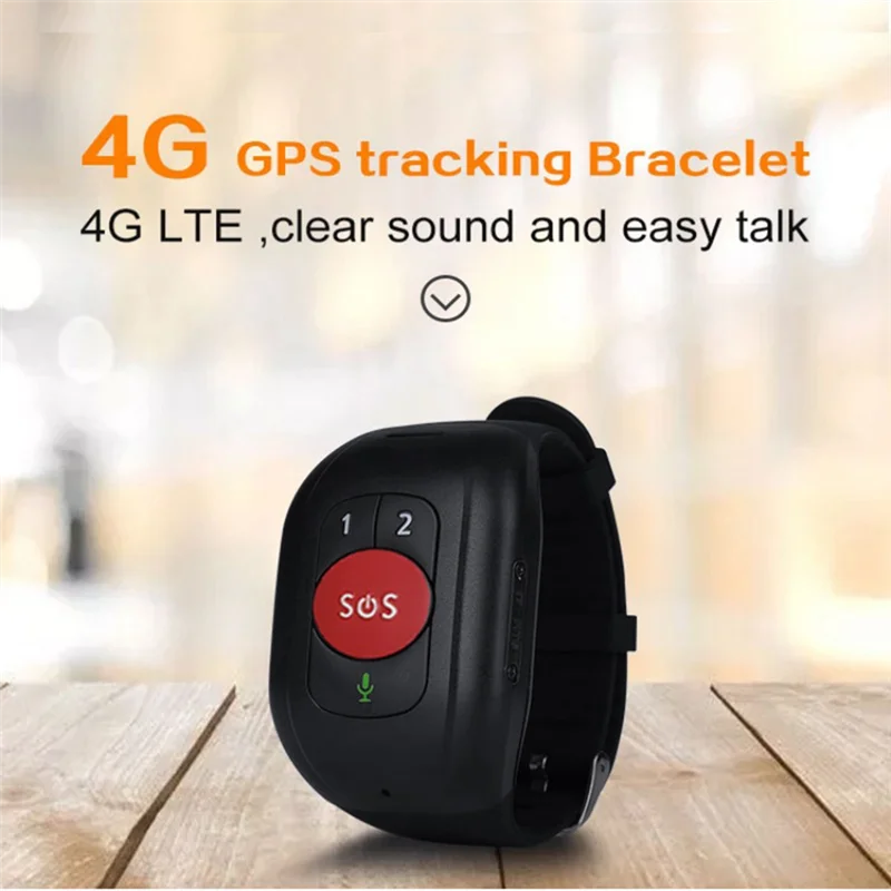 ผู้สูงอายุ 4G SOS นาฬิกา GPS ติดตามสายรัดข้อมือสร้อยข้อมือฉุกเฉิน GPS ติดตาม Heart Rate เครื่องวัดความดันโลหิต-B