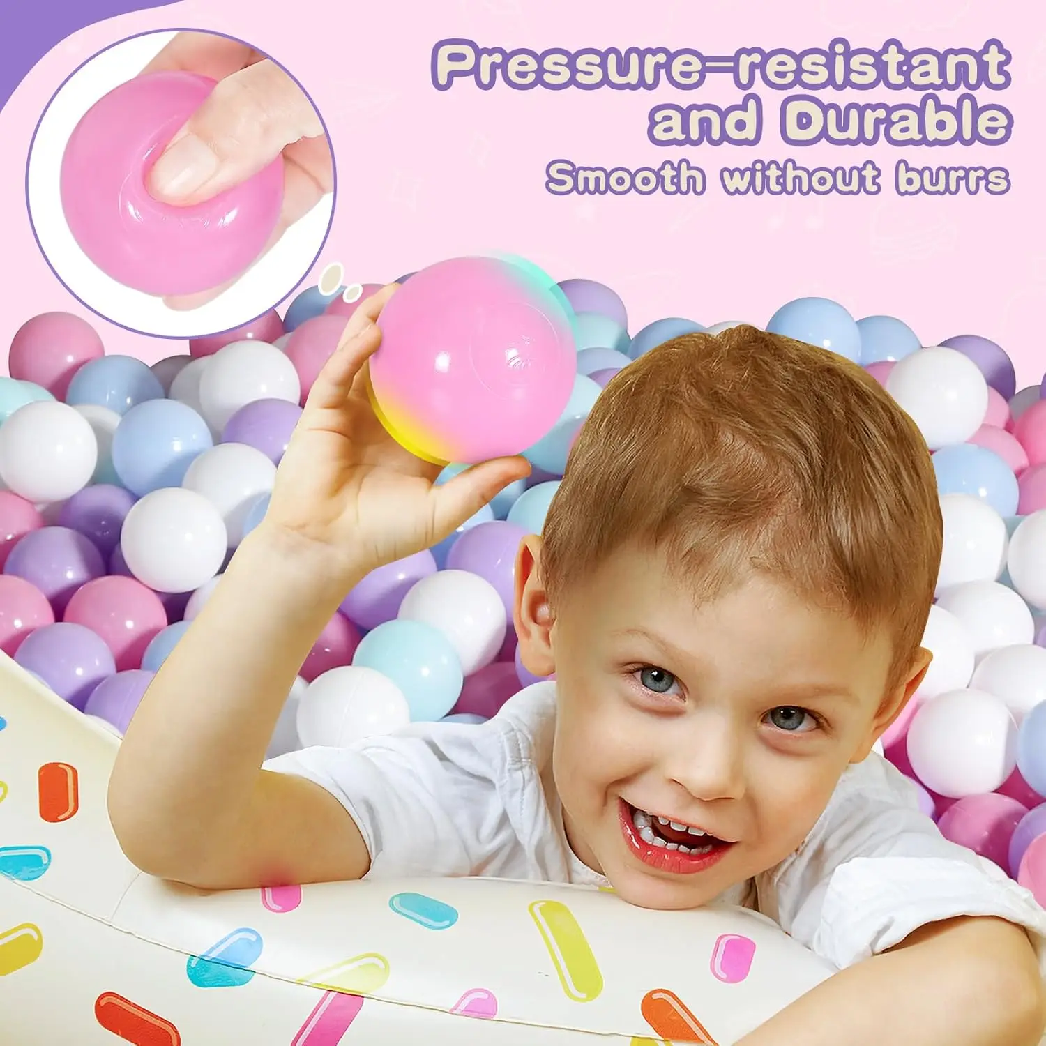 Ball Pit Balls 100 - Macaron Couleurs Boules pour Ball Pit, Play Tent Baby Playhouse Piscine Décoration de fête d'anniversaire (B-Violet, Rose,
