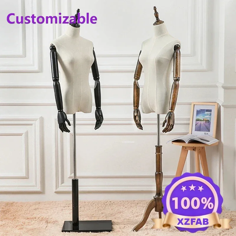 Factory Direct 2026 Long - lasting Half-length Mannequins for Women's Clothing Store Bust Hand-sewn Mannequin with Adjustable
