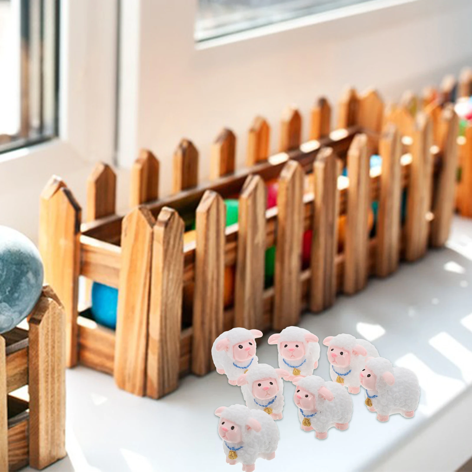 

12pcs Mini Sheep Cute Resin Lamb Ornament Small Animal Decoration For Terrarium Fairy Garden Micro Landscape Diy Plant Pots Mini
