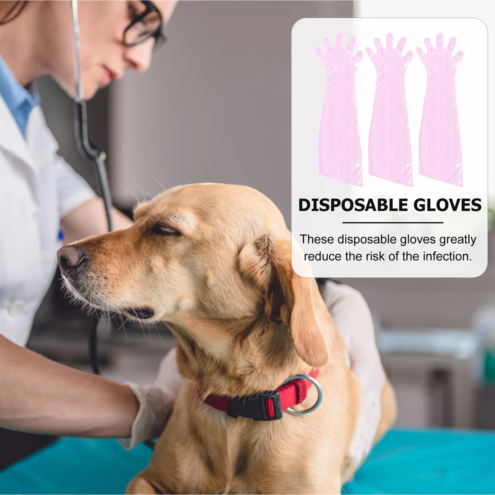 

50Pcs Veterinary Disposable Gloves Long Arm Design for Artificial Pig Sheep Cattle Professional Midwifery Plastic