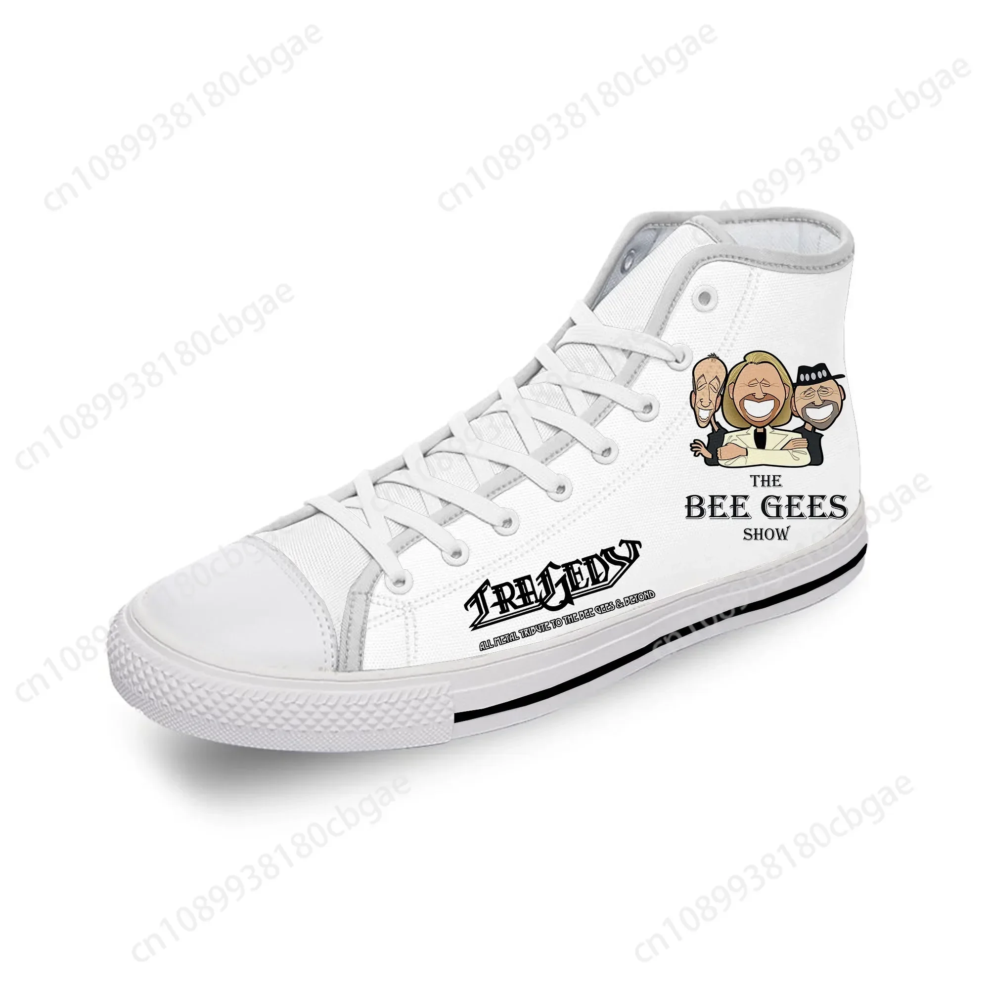 

Rock Band Gees Hot Bee Cool White Cloth Fashion 3D Print High Top Canvas Shoes Men Women Lightweight Breathable Sneakers