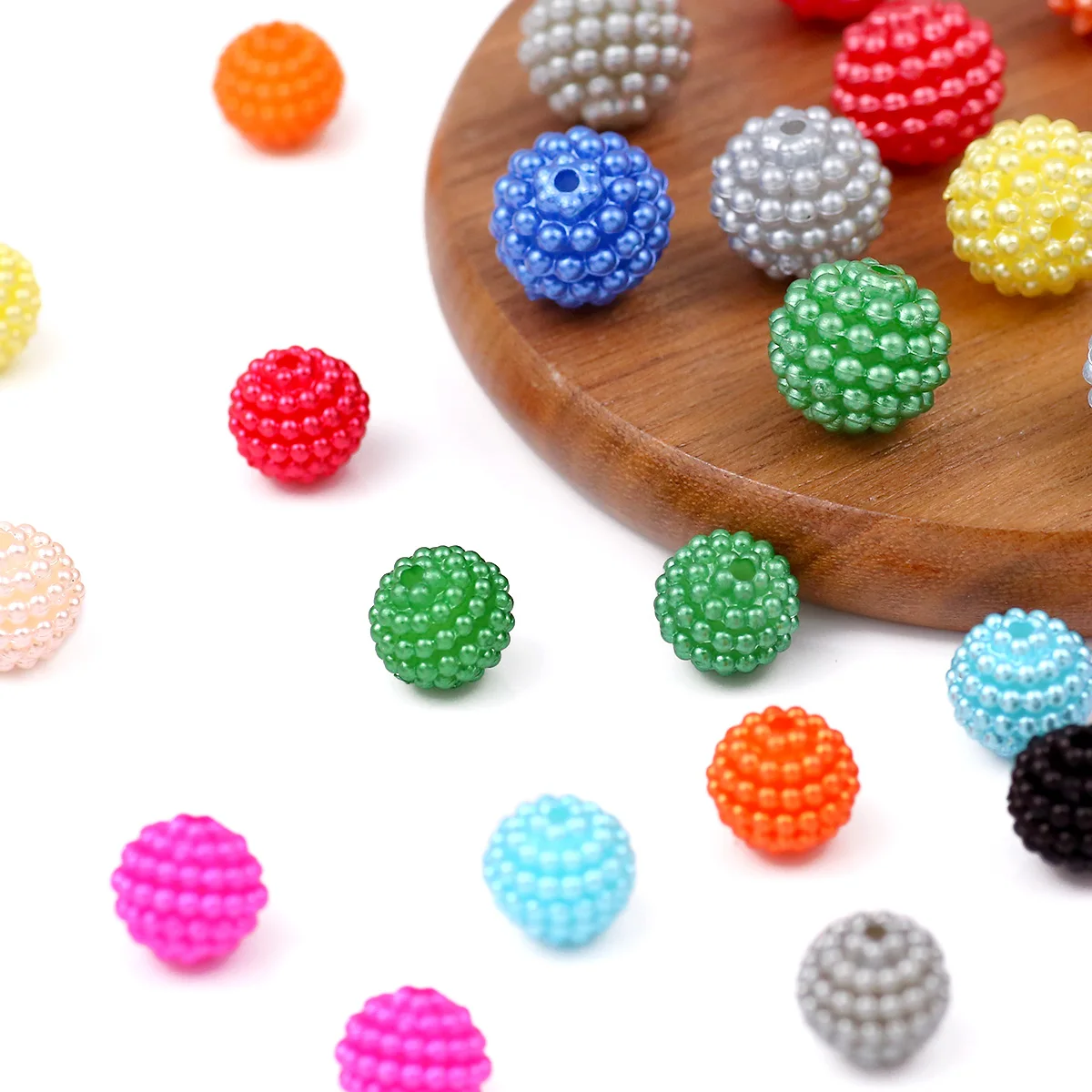 10-12mm Acrylic Bayberry-Shaped Beads Assorted Colors Handmade DIY Jewelry Making Loose Bead Bracelets Necklaces and Accessories