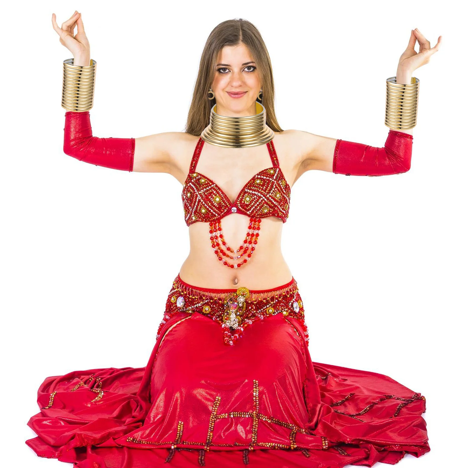 

5Pcs Metal Jewelry Set Exaggerated Earrings Necklace Bangle Women Party Ethnic Style Punk Gift Necklace Sets Earrings Set