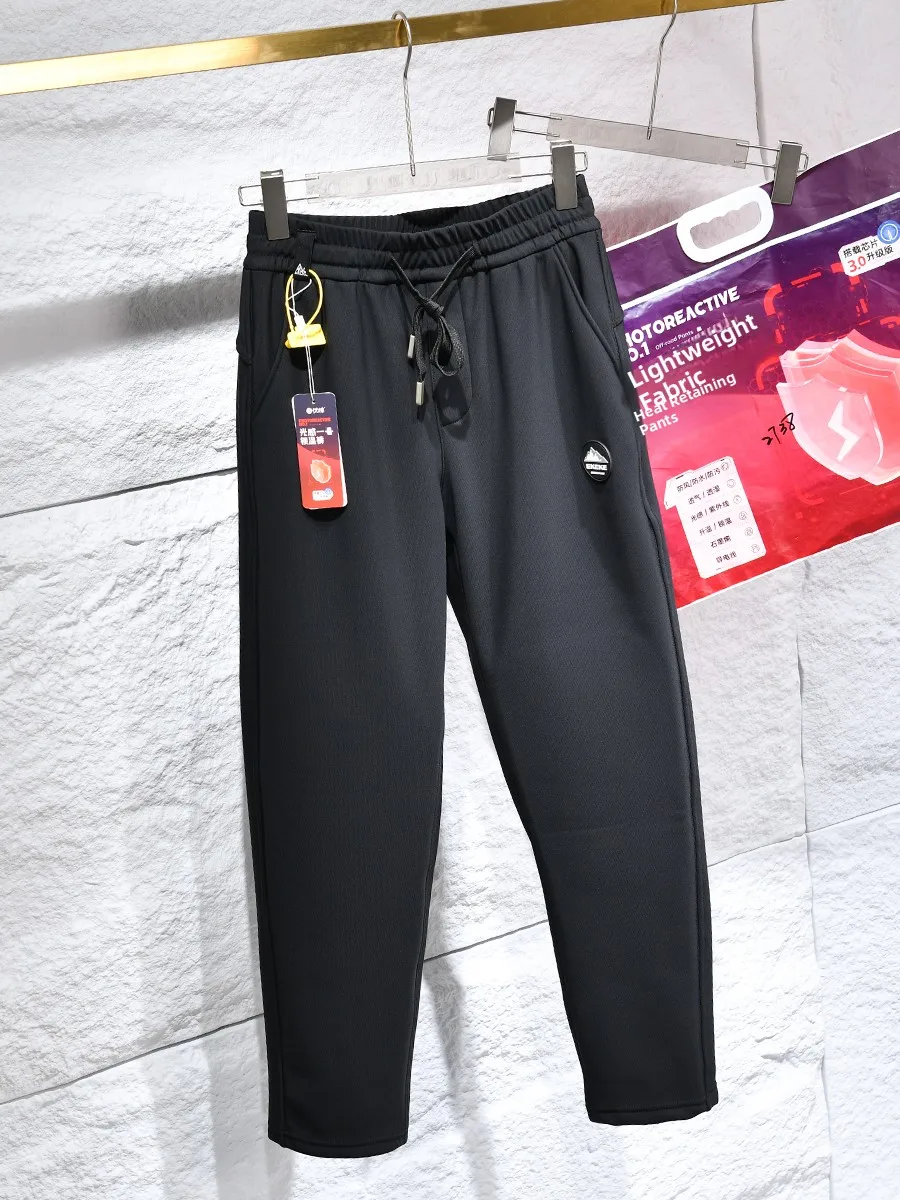 

Graphene Heated Thickened Fleece Outdoor Winter Men's Sports Casual Pants Windproof Waterproof Straight Leg Elastic Waist