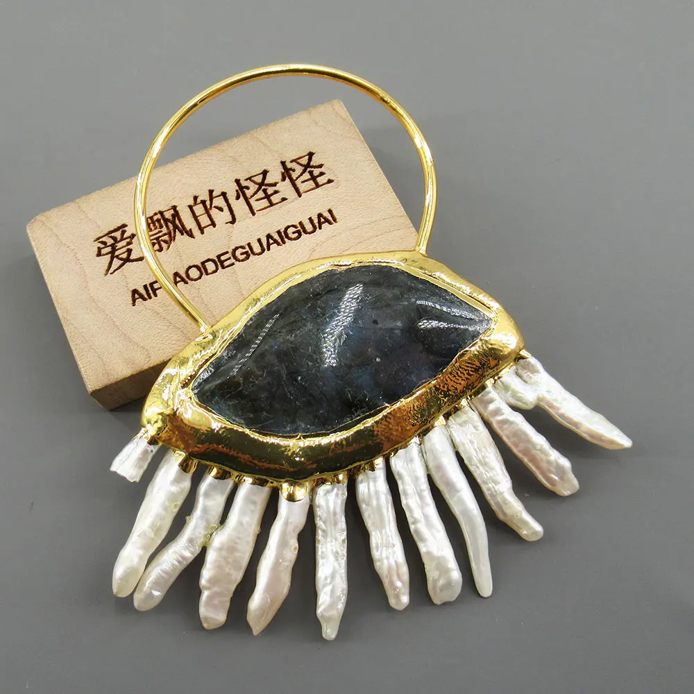 

APDGG 1 шт. большой лабрадорит кварц белый жемчуг подвески кулон