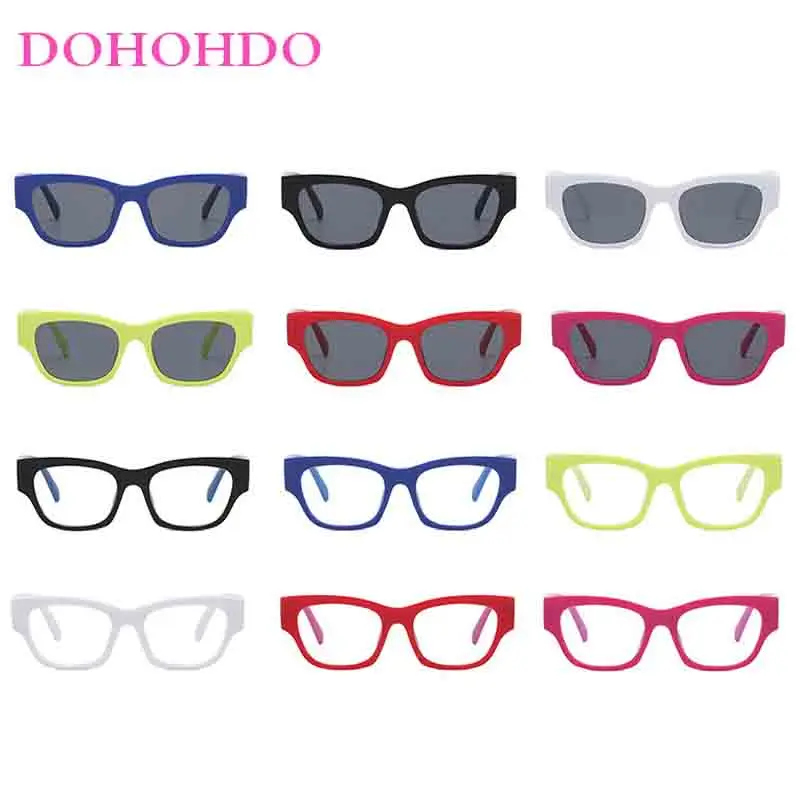 DOHOHDO 2025 Fashion Vintage Cat Eye Sunglasses Women Brand Designer Retro Sun Glasses Frame Female Blue Square Eyewear UV400