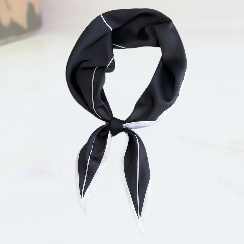 

1pc Rhombus Chiffon Scarf Lightweight Printed Dots Fashion Women'S Scarf Soft Breathable Travel Accessory Black