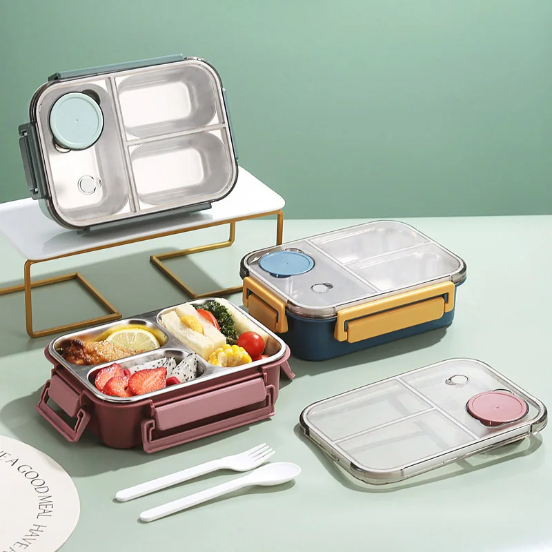 HUIBAOGE Stainless steel insulated lunch box, microwave-safe, suitable for office workers, stylish student lunch box with