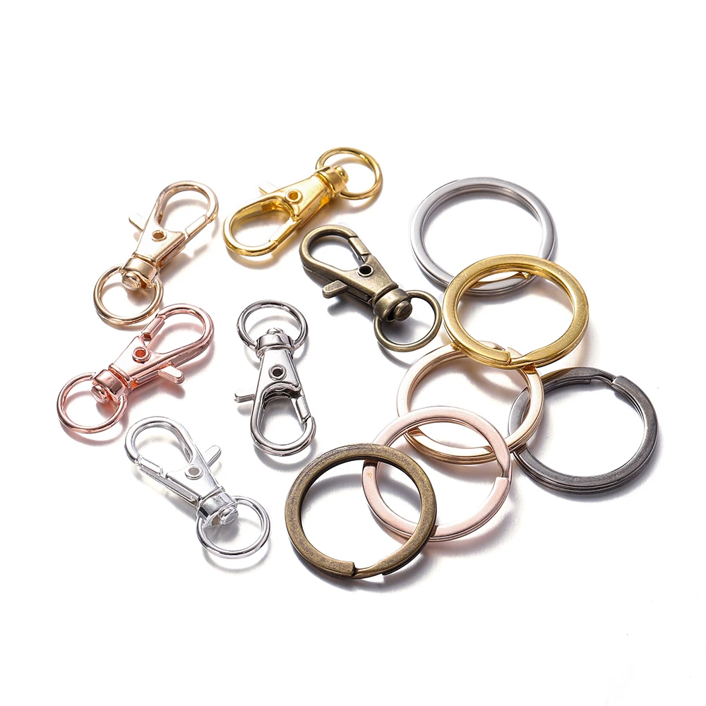 20Pcs Split Key Ring Swivel Lobster Clasp With Key Ring Connectors For Bag Belt Dog Chains DIY Jewelry Making Accessories